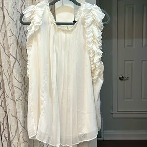 White House Black Market off white ruffle blouse.